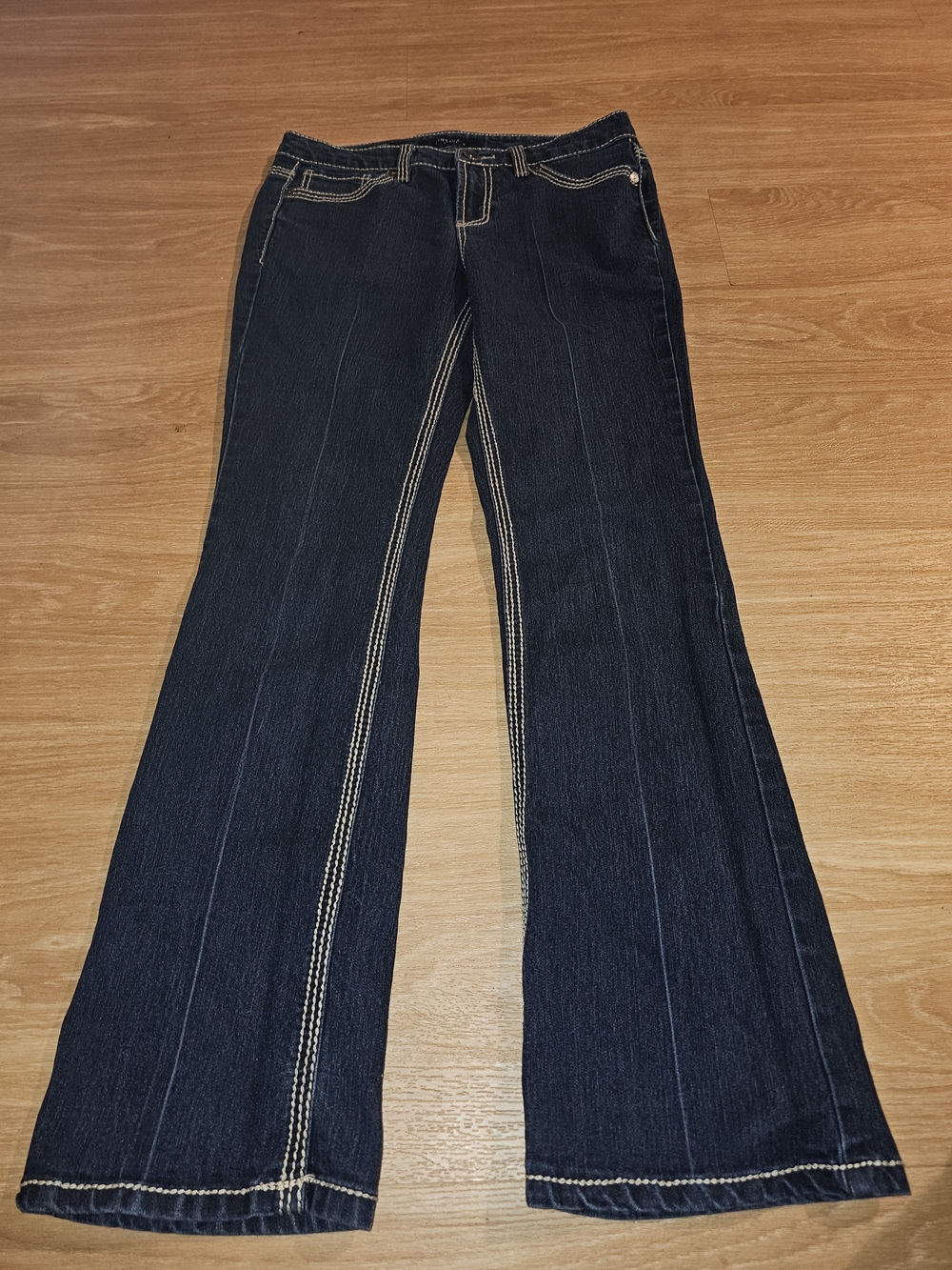 Nine West Dark Indigo Flare Jeans with Contrast Stitching
